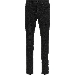Black Cotton Tapered Jeans