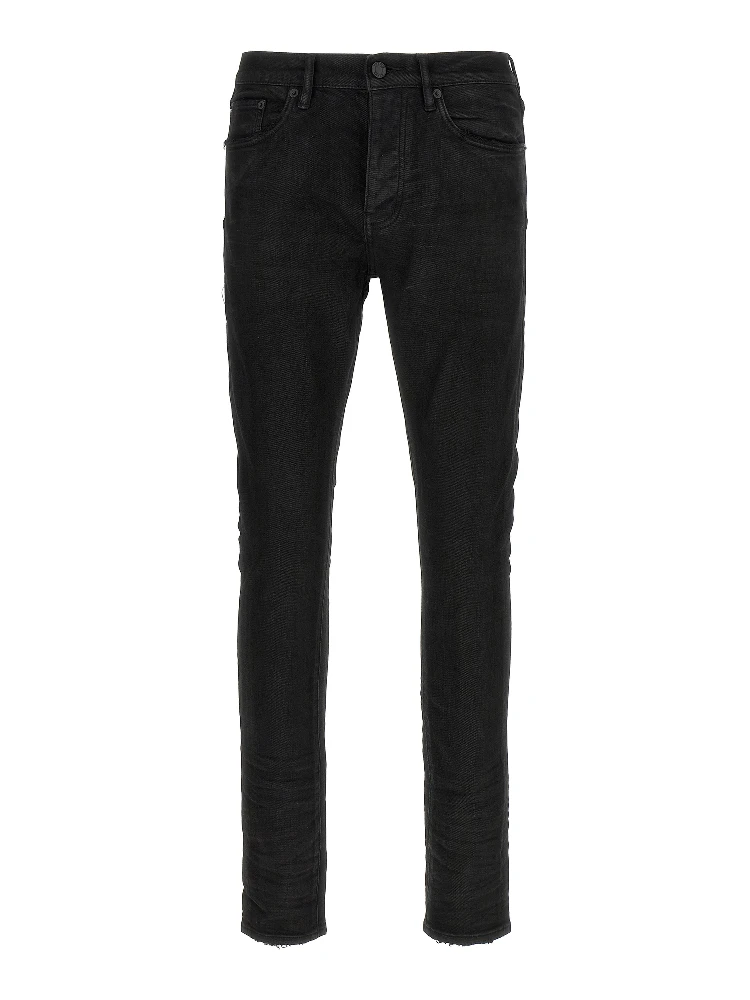 Black Cotton Tapered Jeans