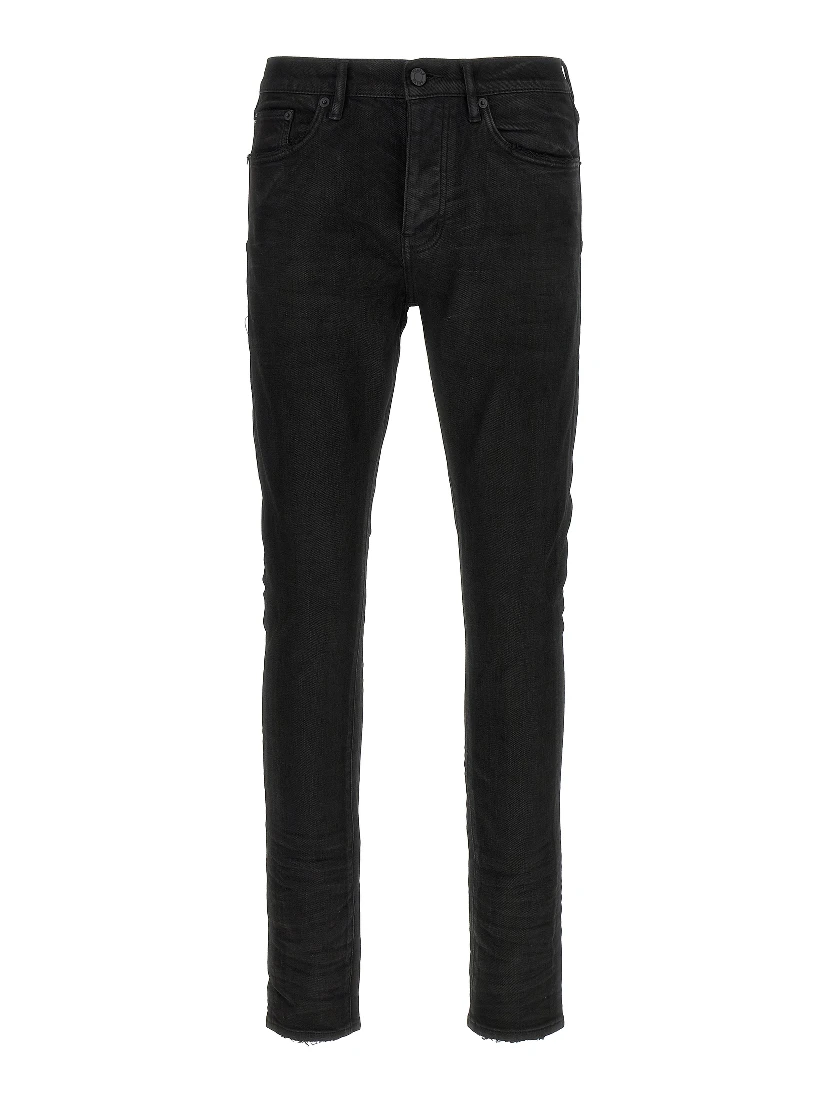Black Cotton Tapered Jeans