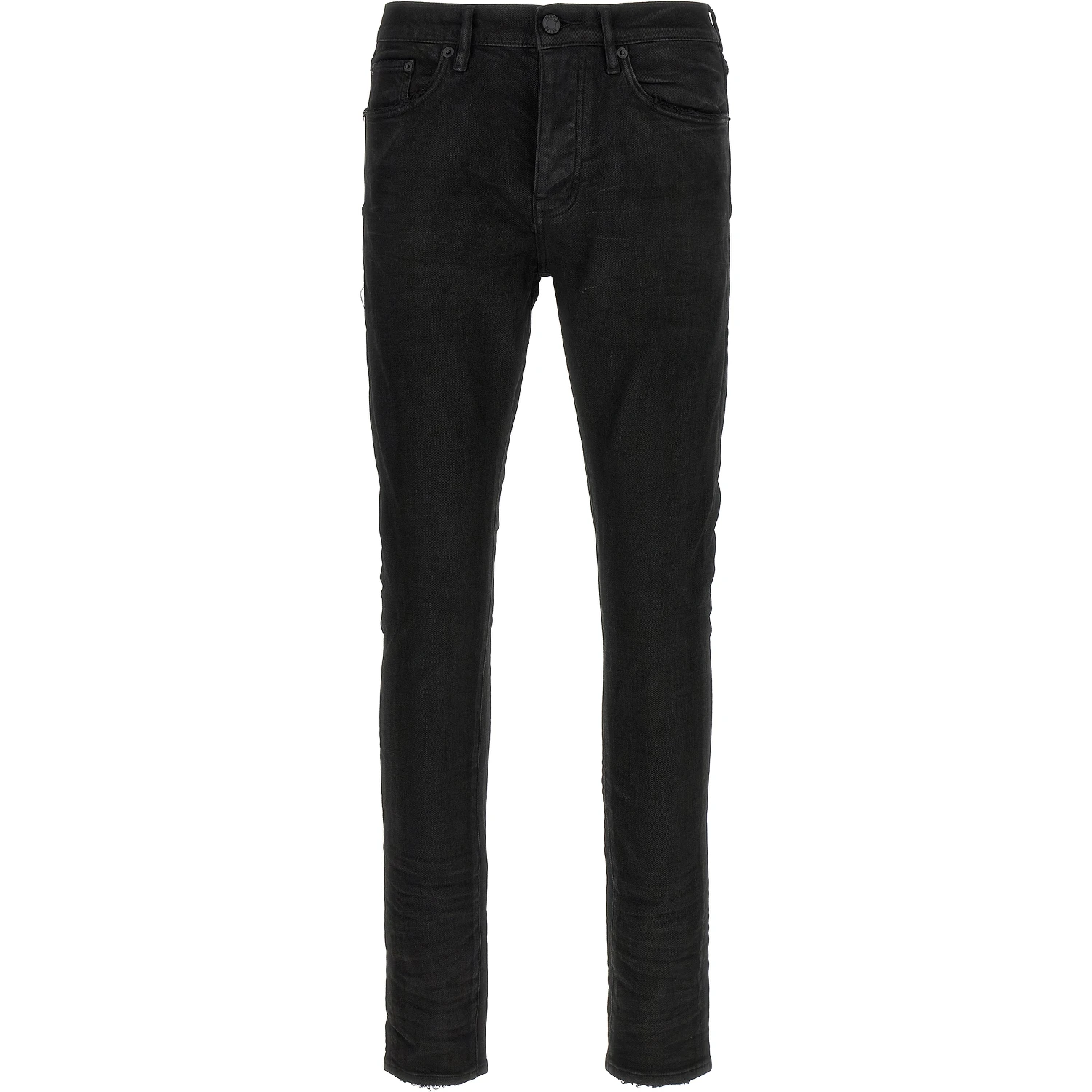 Black Cotton Tapered Jeans