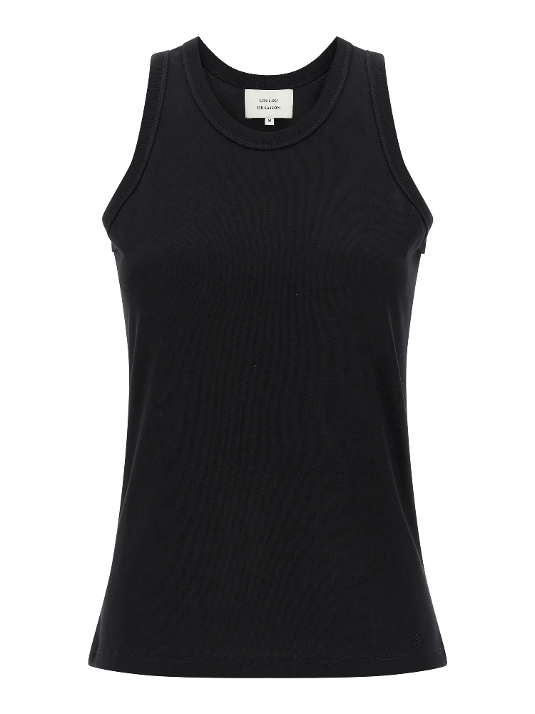 Black Cotton Sleeveles T-Shirt