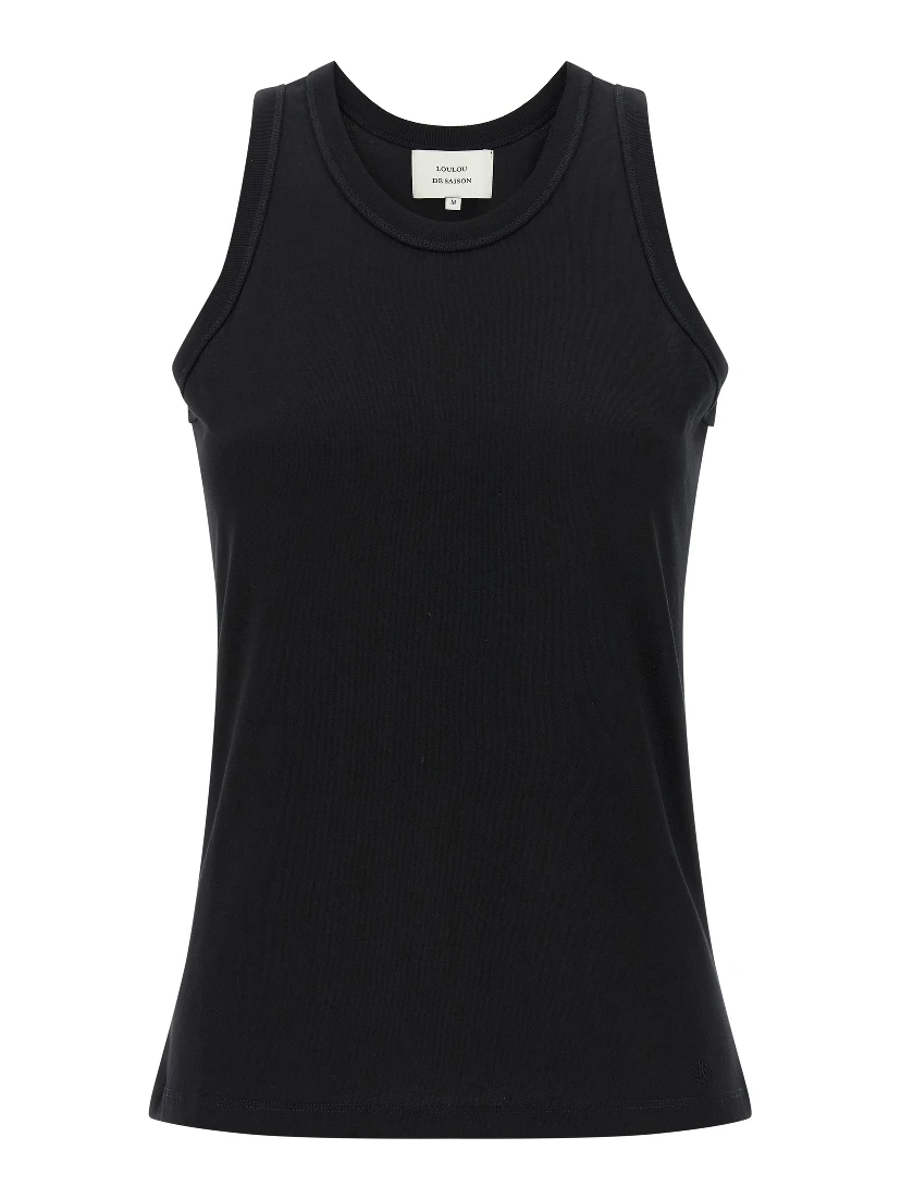 Black Cotton Sleeveles T-Shirt