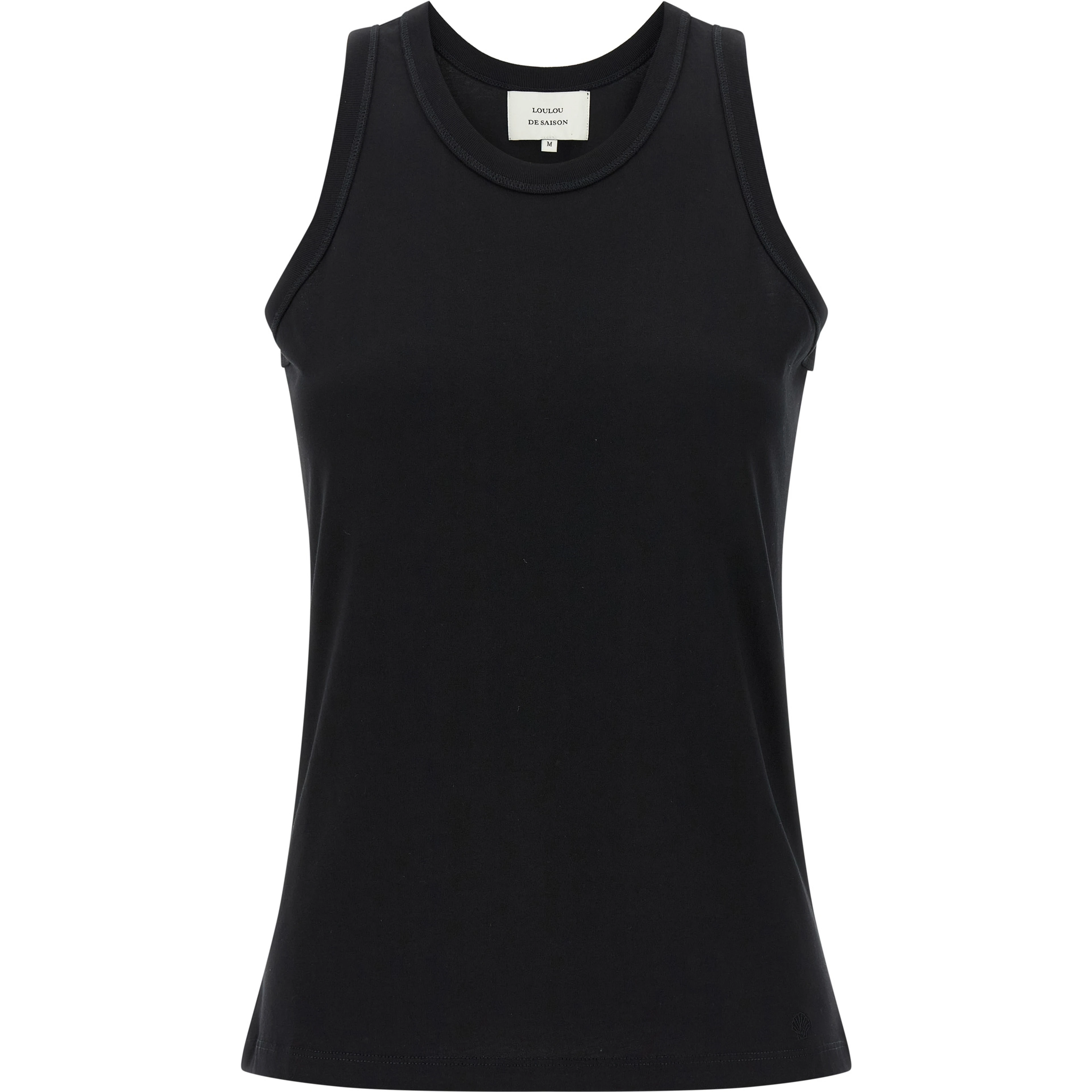 Black Cotton Sleeveles T-Shirt