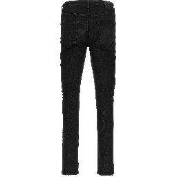 Black Cotton Tapered Jeans