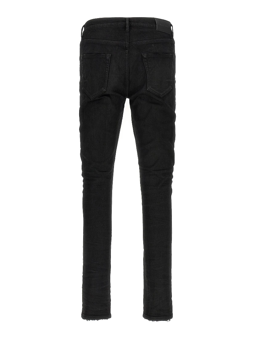 Black Cotton Tapered Jeans