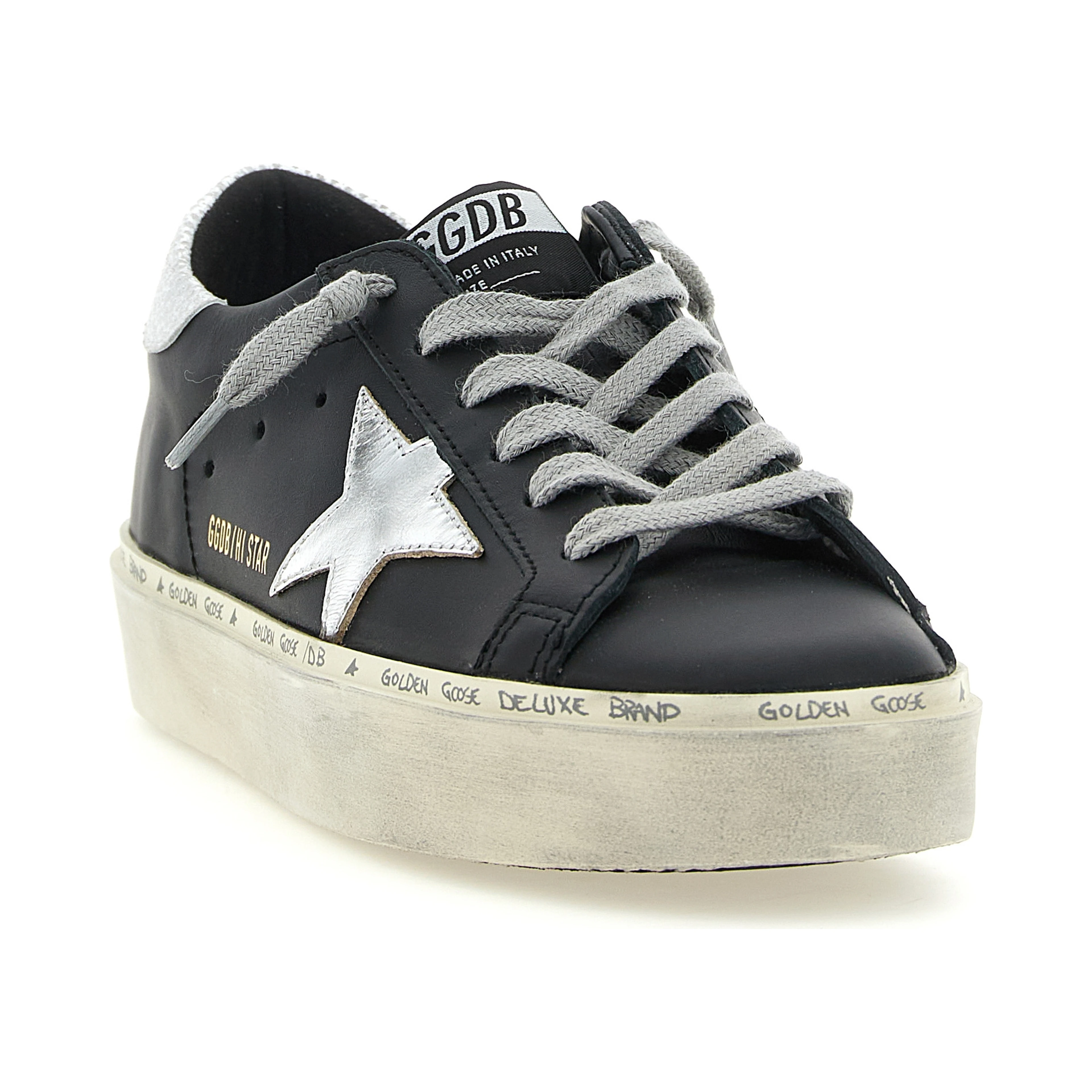 Black Cowhide Chunky Sneakers