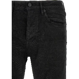 Black Cotton Tapered Jeans