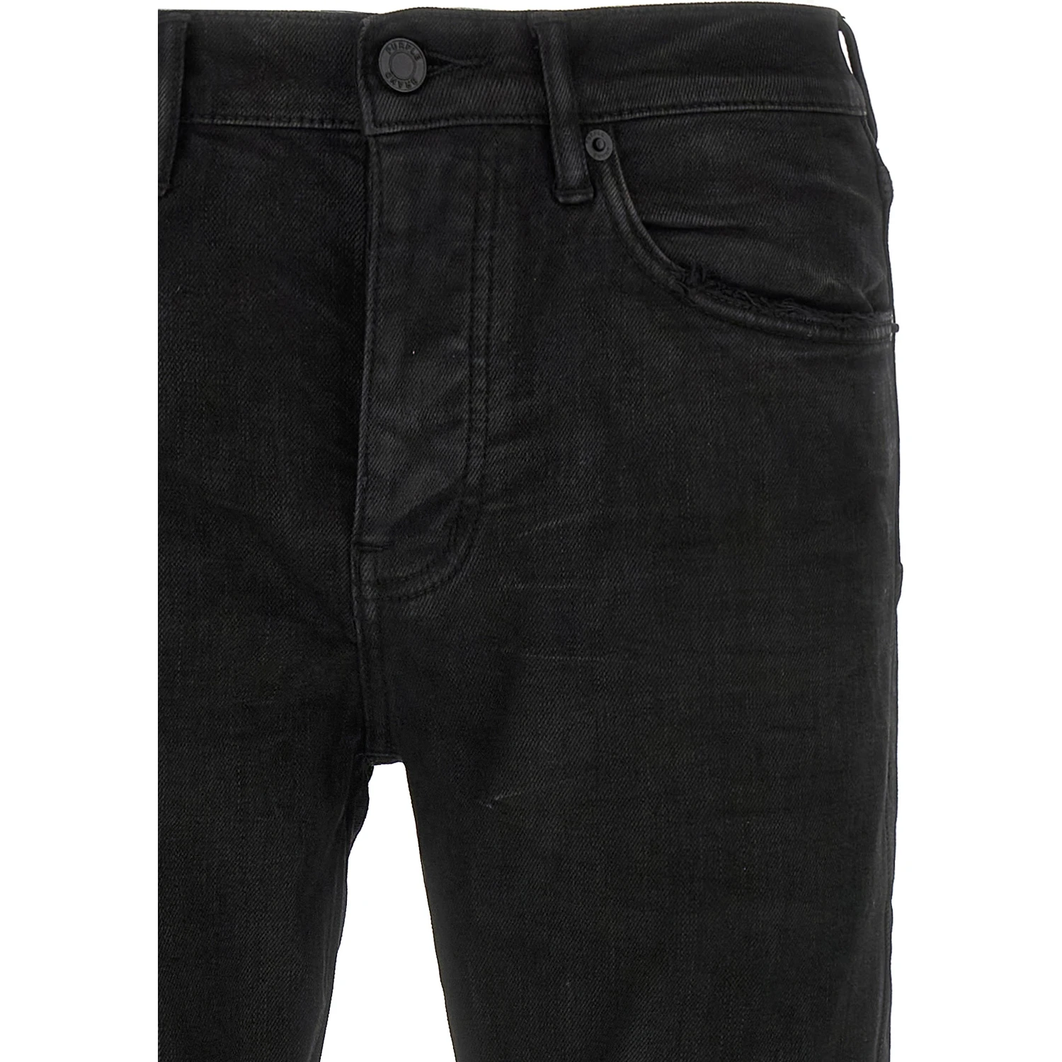 Black Cotton Tapered Jeans
