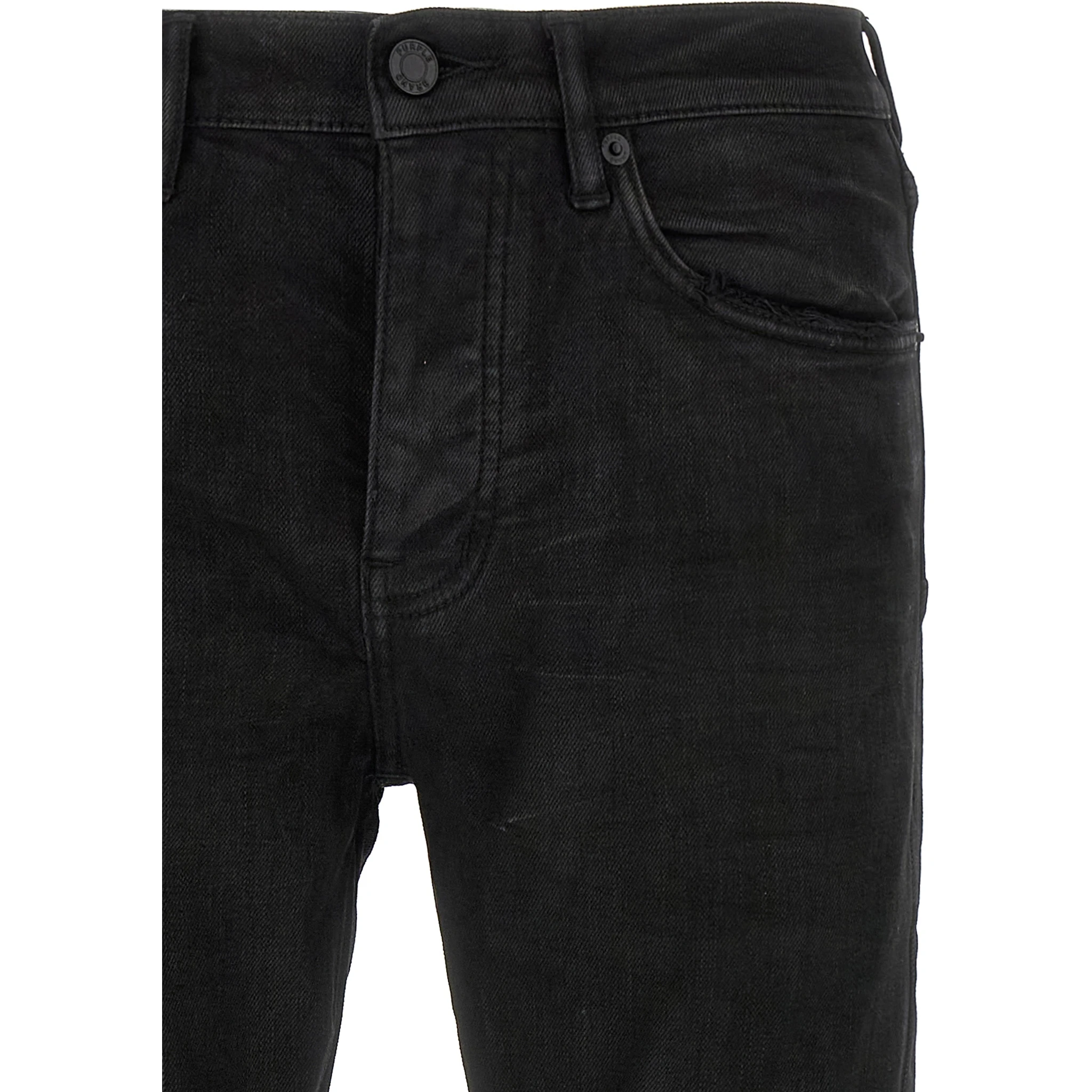Black Cotton Tapered Jeans