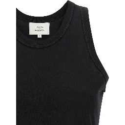 Black Cotton Sleeveles T-Shirt