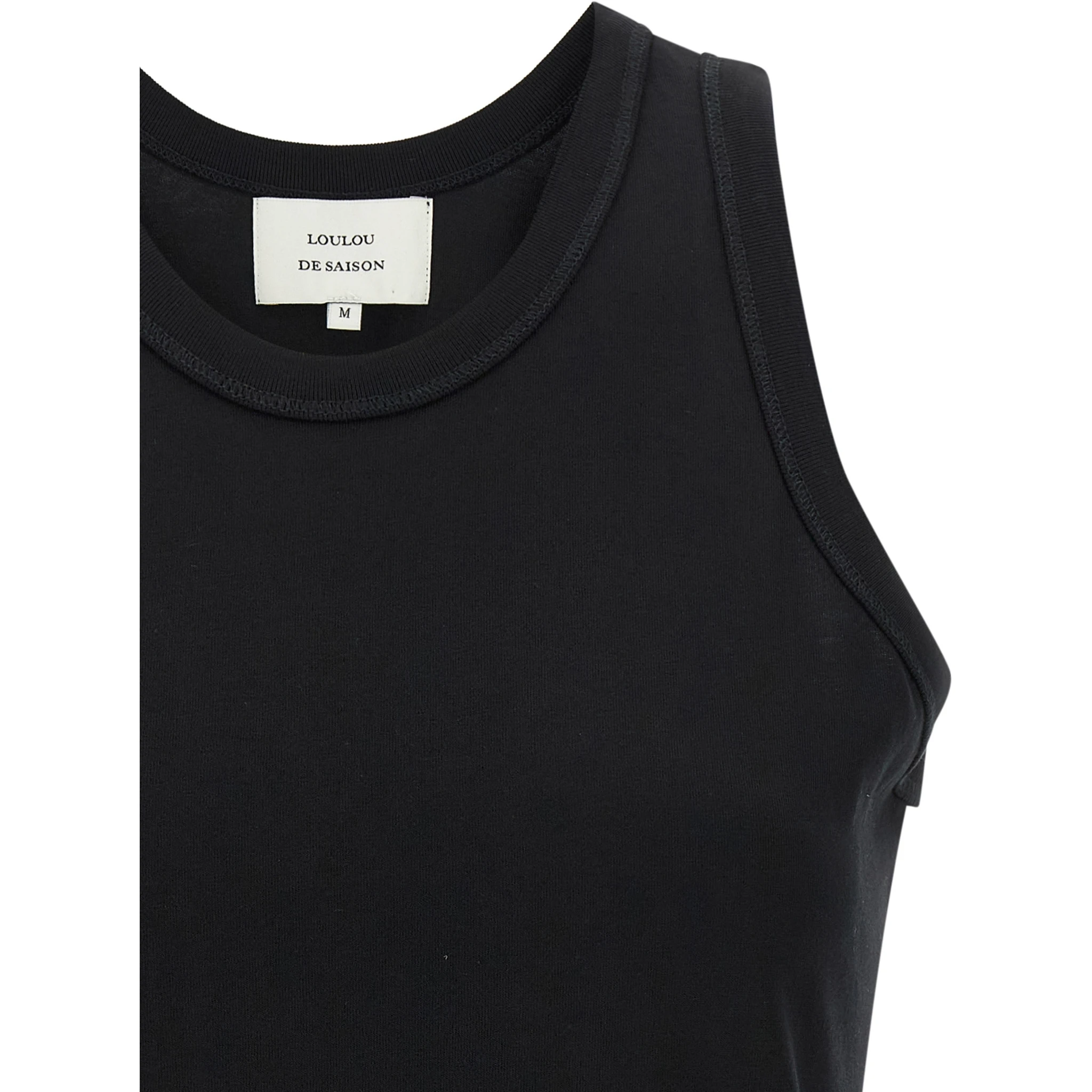 Black Cotton Sleeveles T-Shirt
