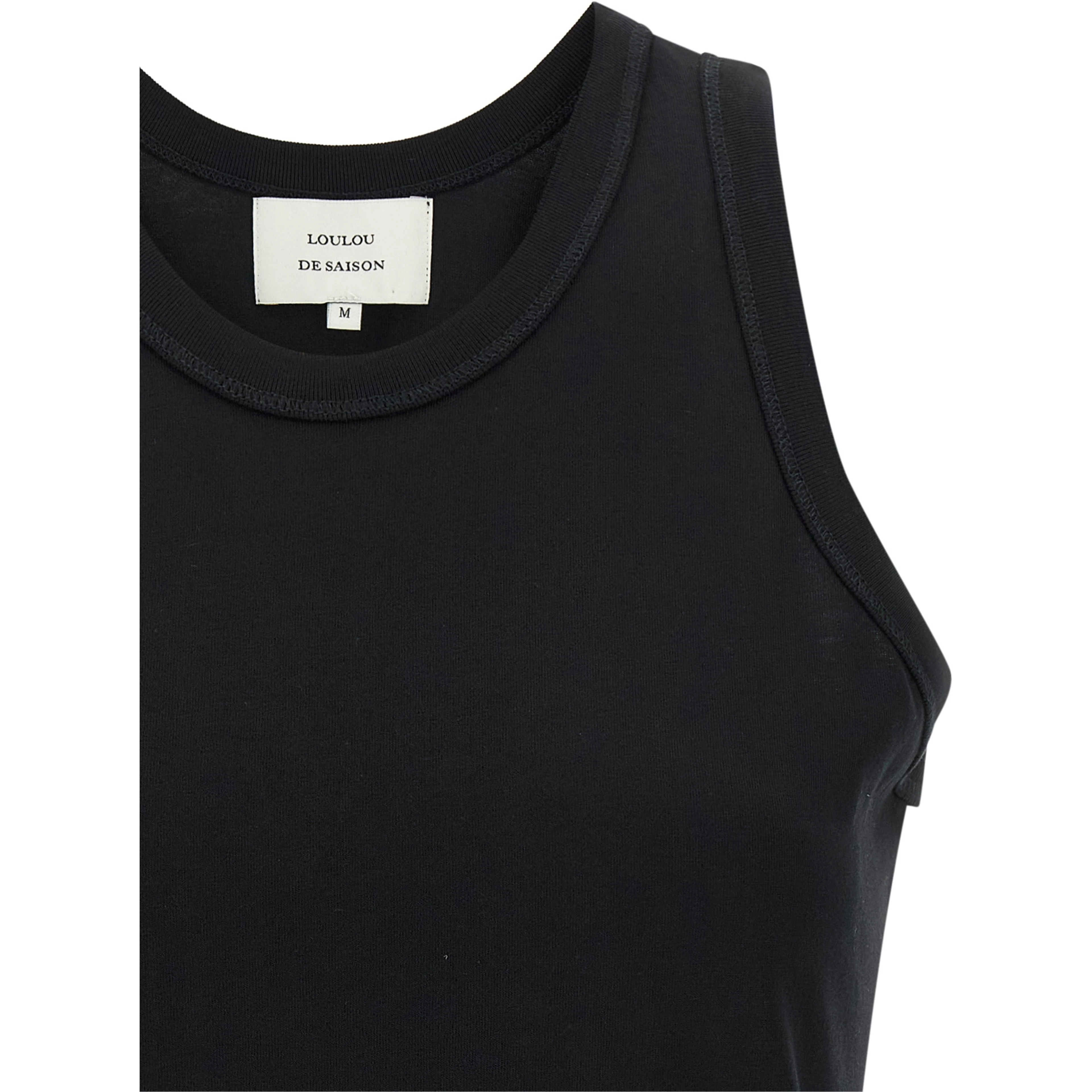 Black Cotton Sleeveles T-Shirt