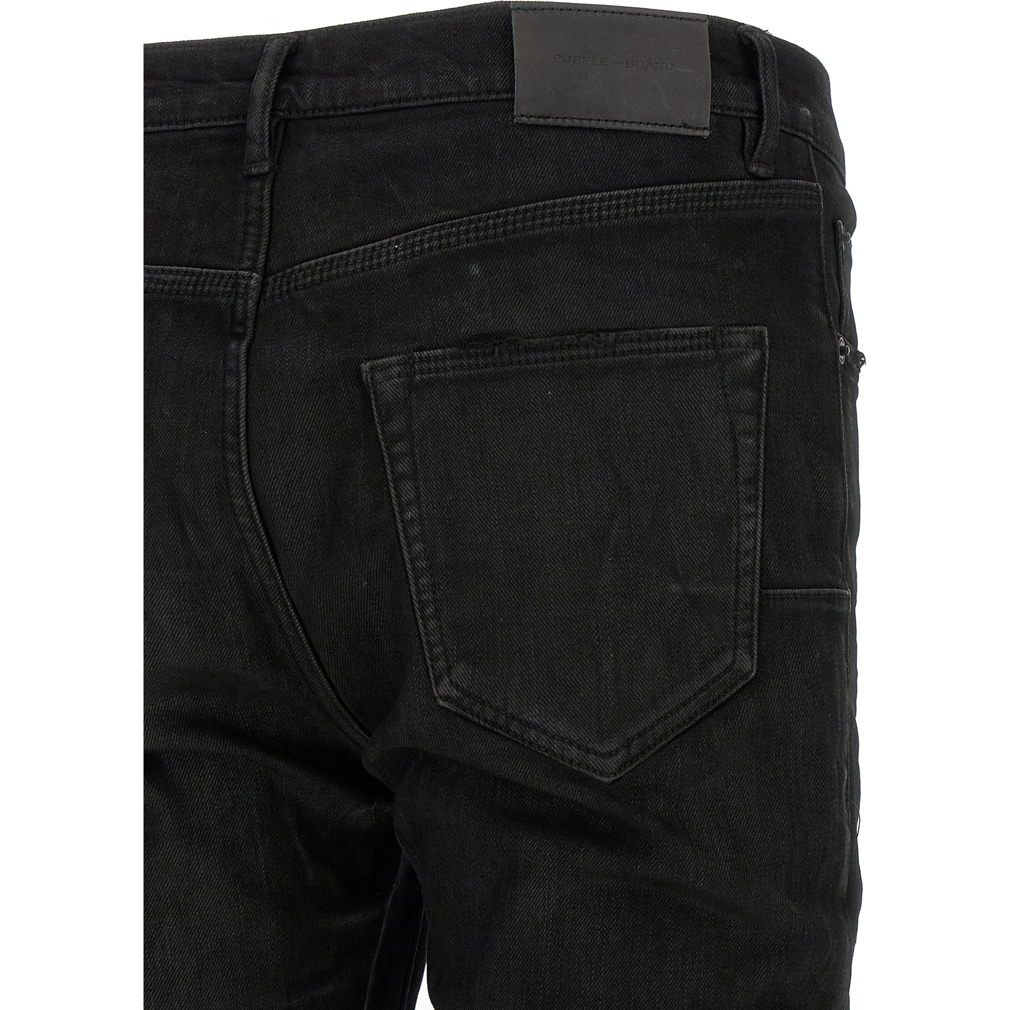 Black Cotton Tapered Jeans