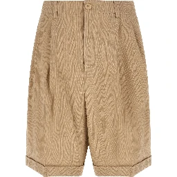 Beige Linen Bermuda Shorts