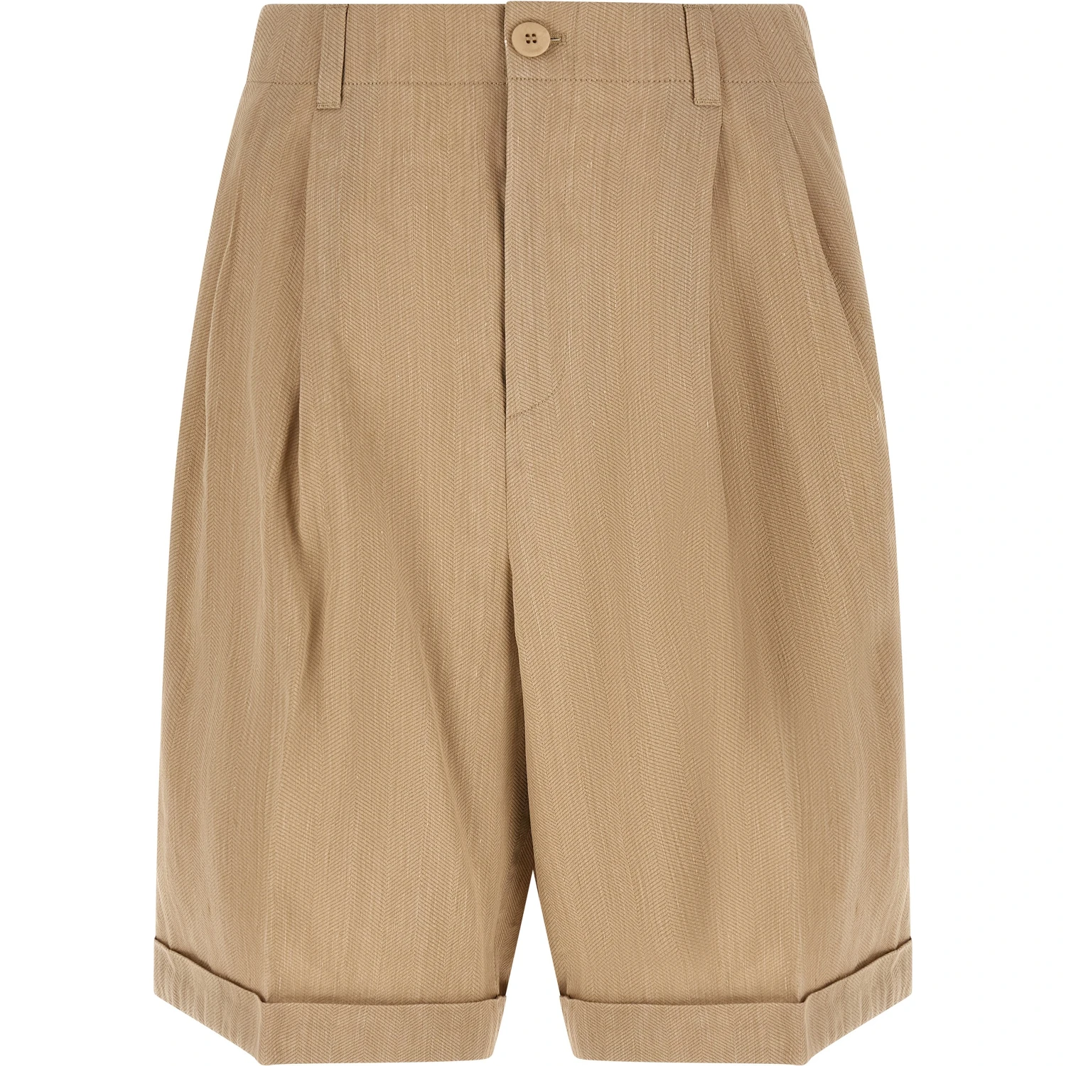 Beige Linen Bermuda Shorts