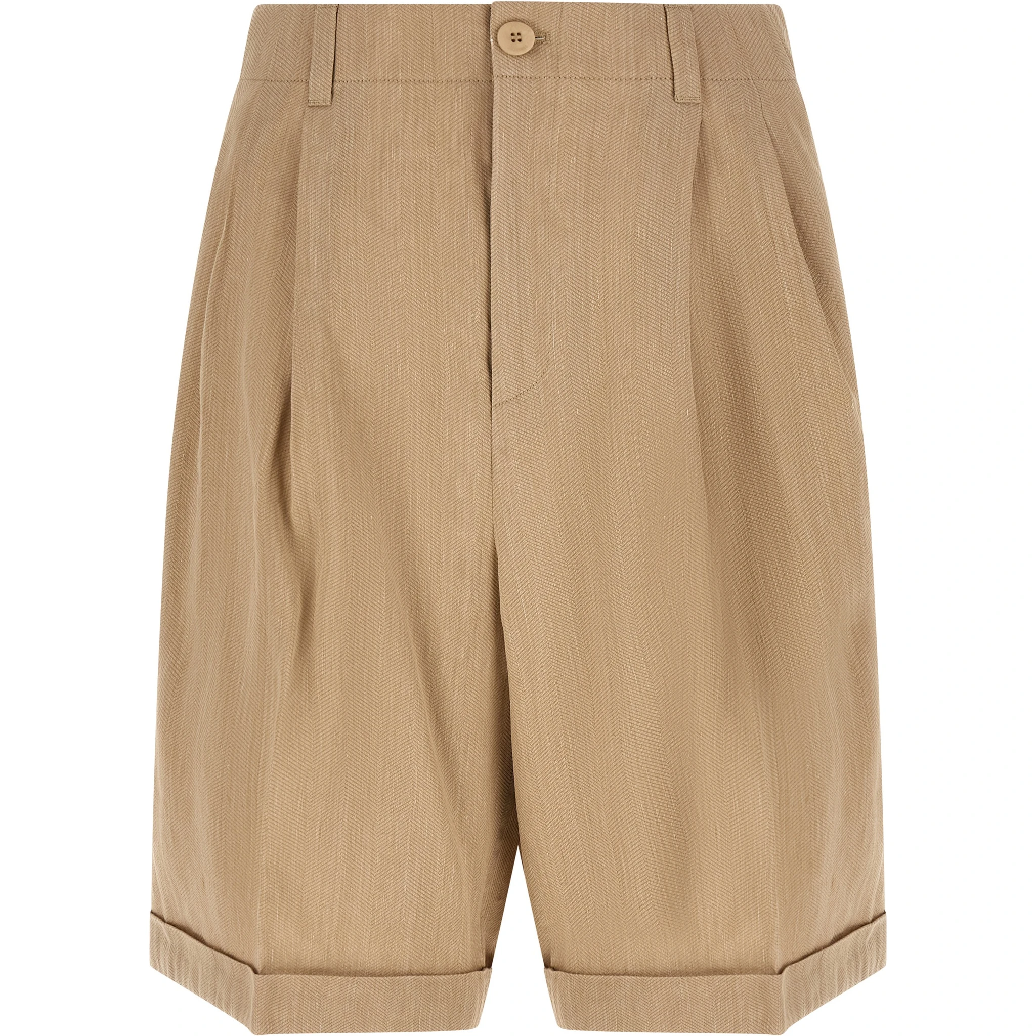 Beige Linen Bermuda Shorts