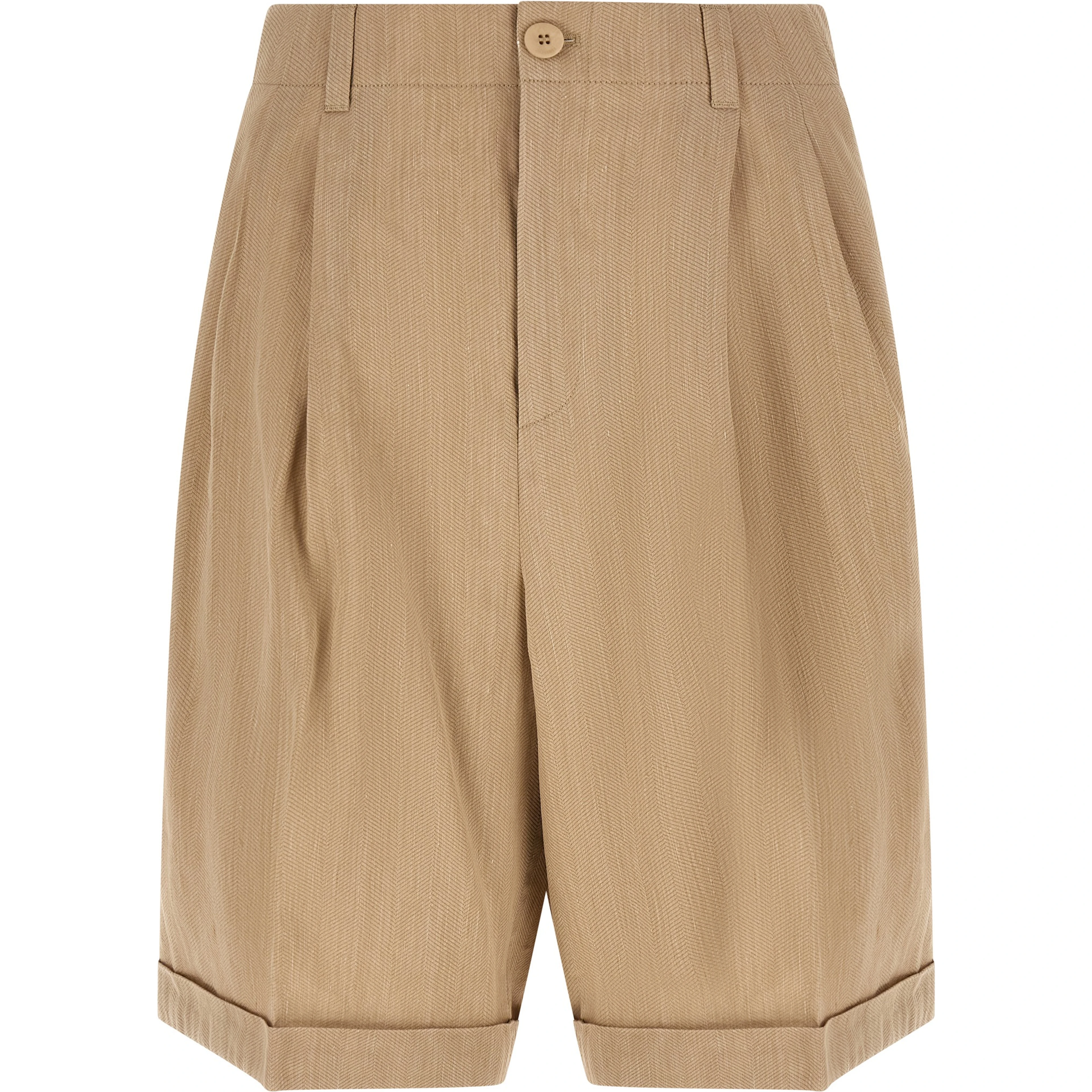 Beige Linen Bermuda Shorts