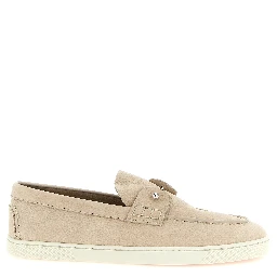 Beige Calfskin Slip-On Loafers