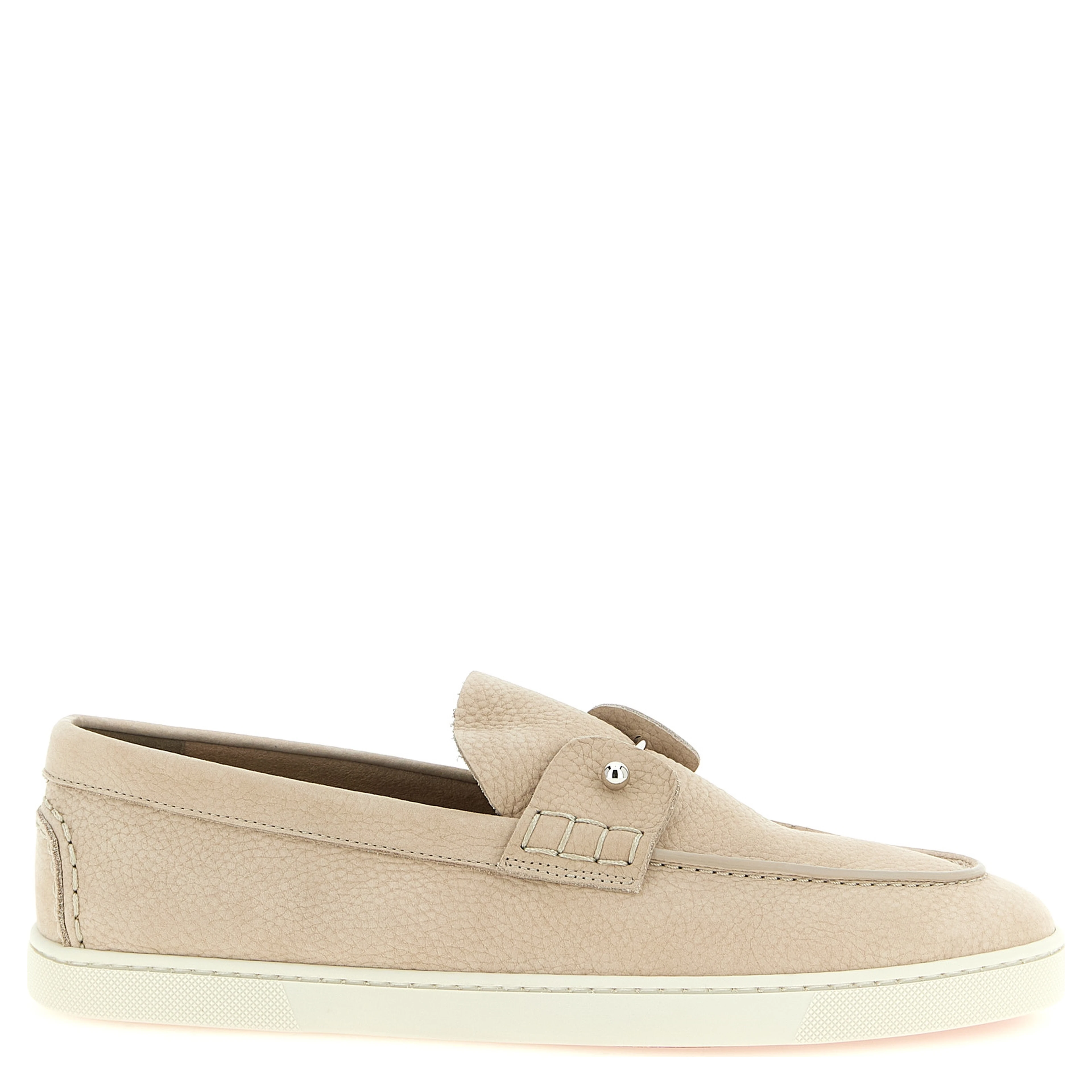 Beige Calfskin Slip-On Loafers