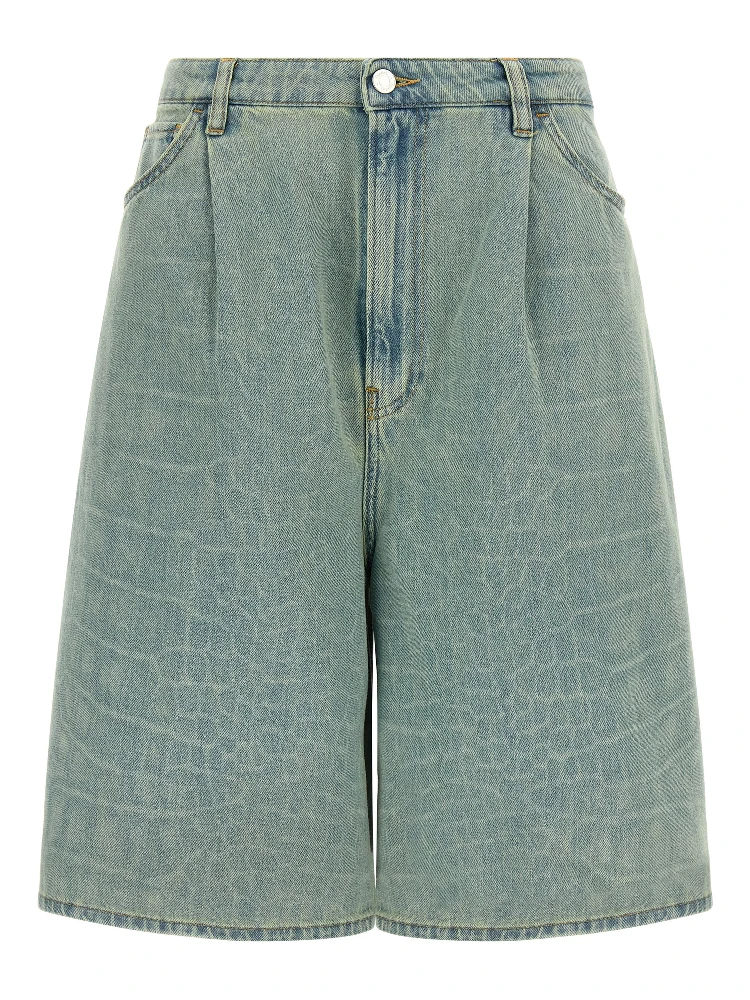 Blue Cotton Bermuda Shorts