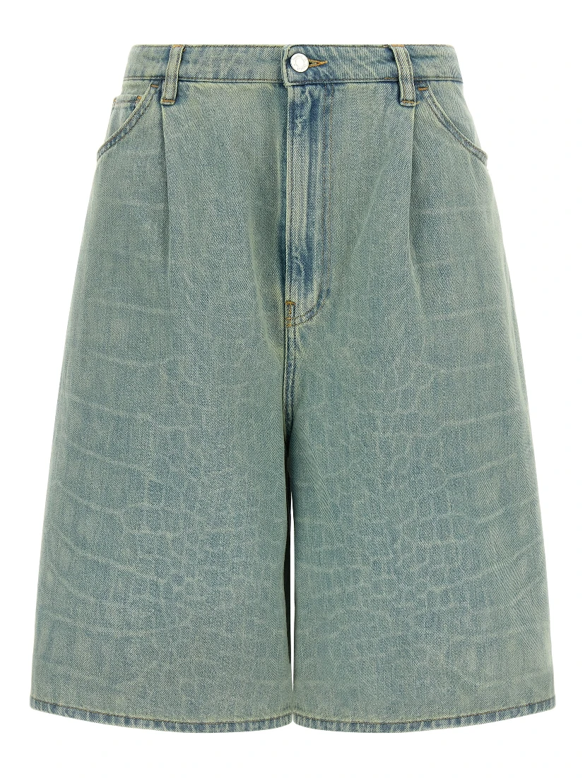 Blue Cotton Bermuda Shorts