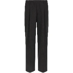 Black Polyester Casual Pants