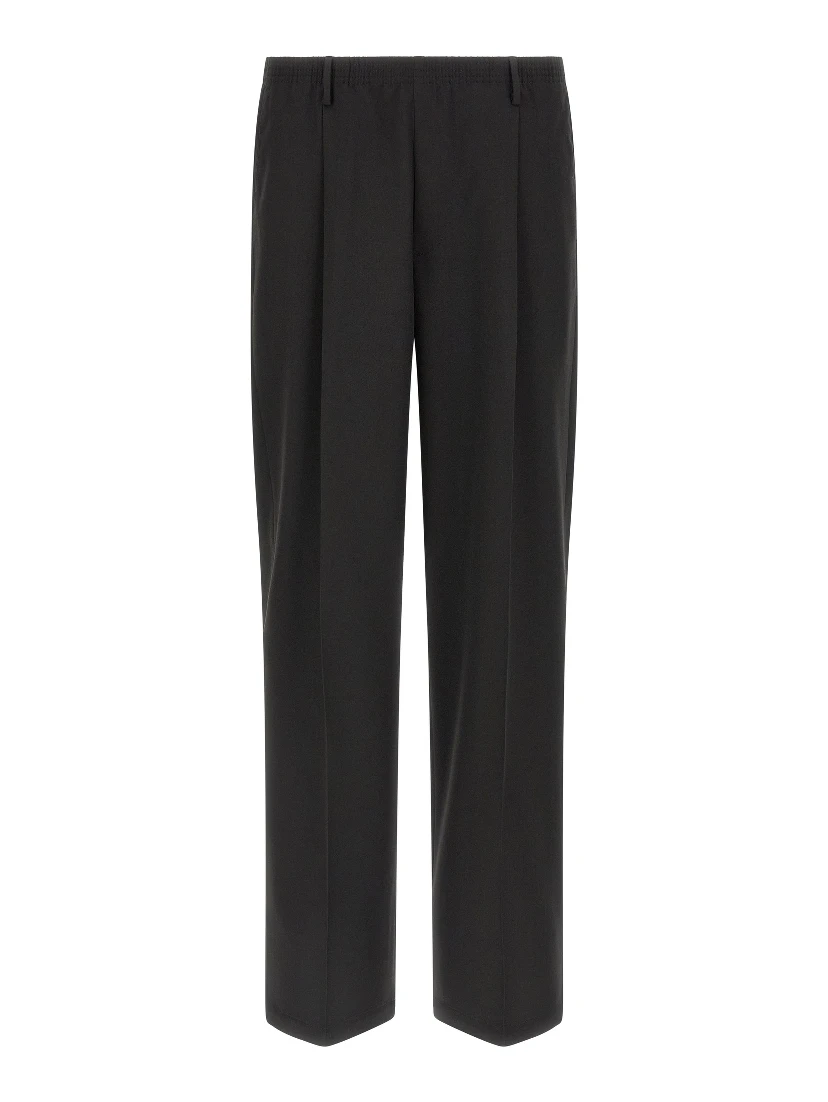 Black Polyester Casual Pants