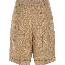 Beige Linen Bermuda Shorts