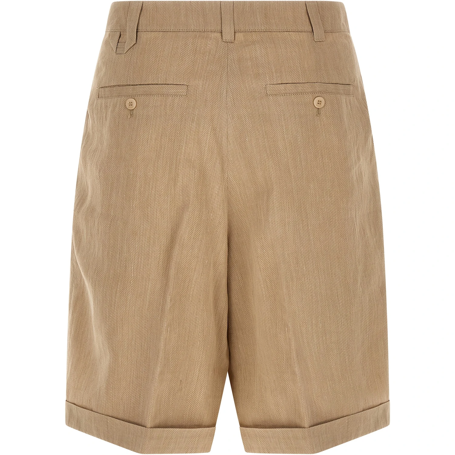 Beige Linen Bermuda Shorts