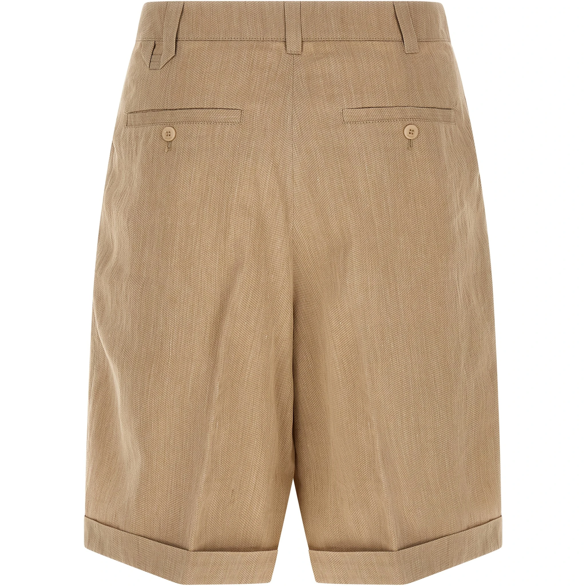 Beige Linen Bermuda Shorts