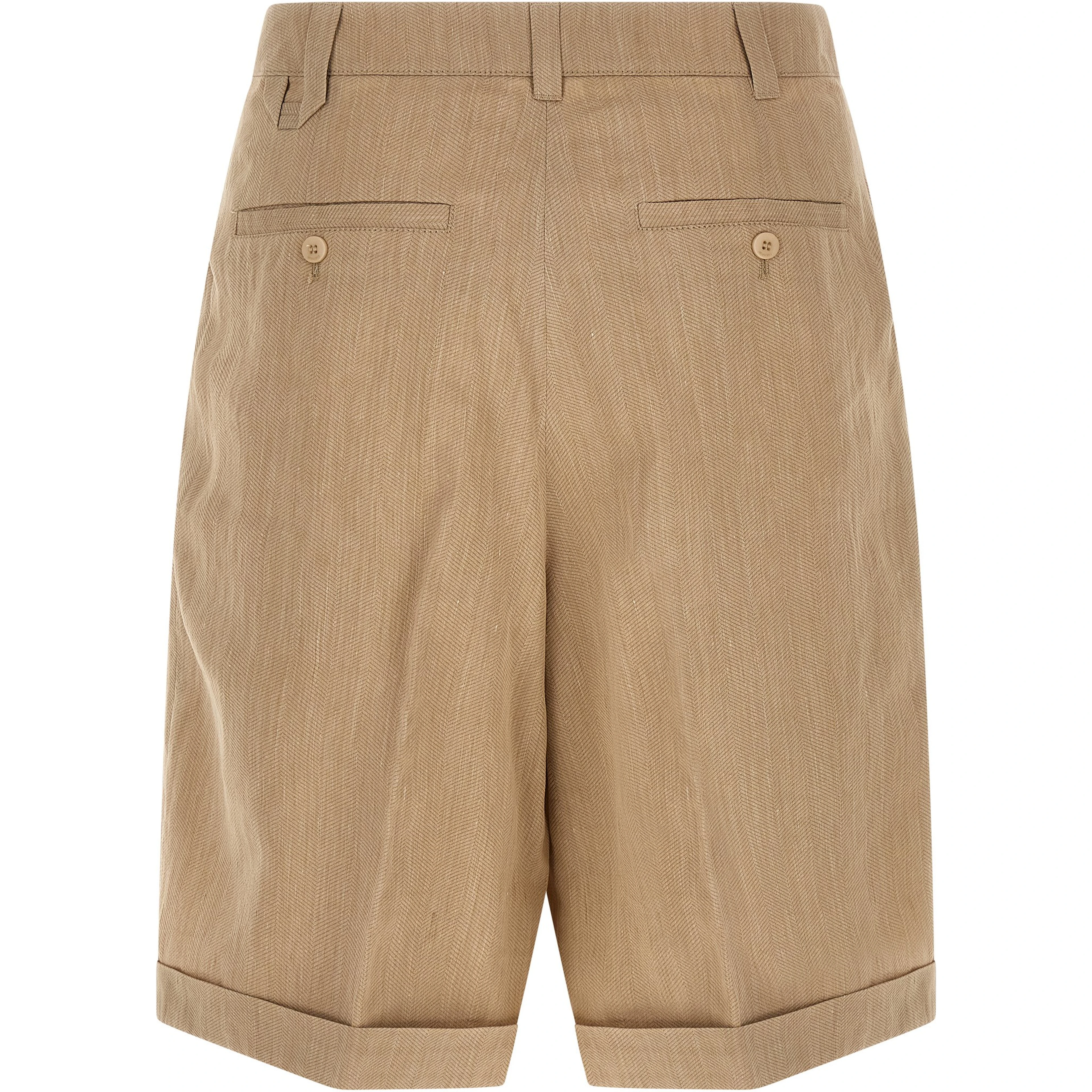 Beige Linen Bermuda Shorts