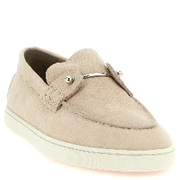 Beige Calfskin Slip-On Loafers