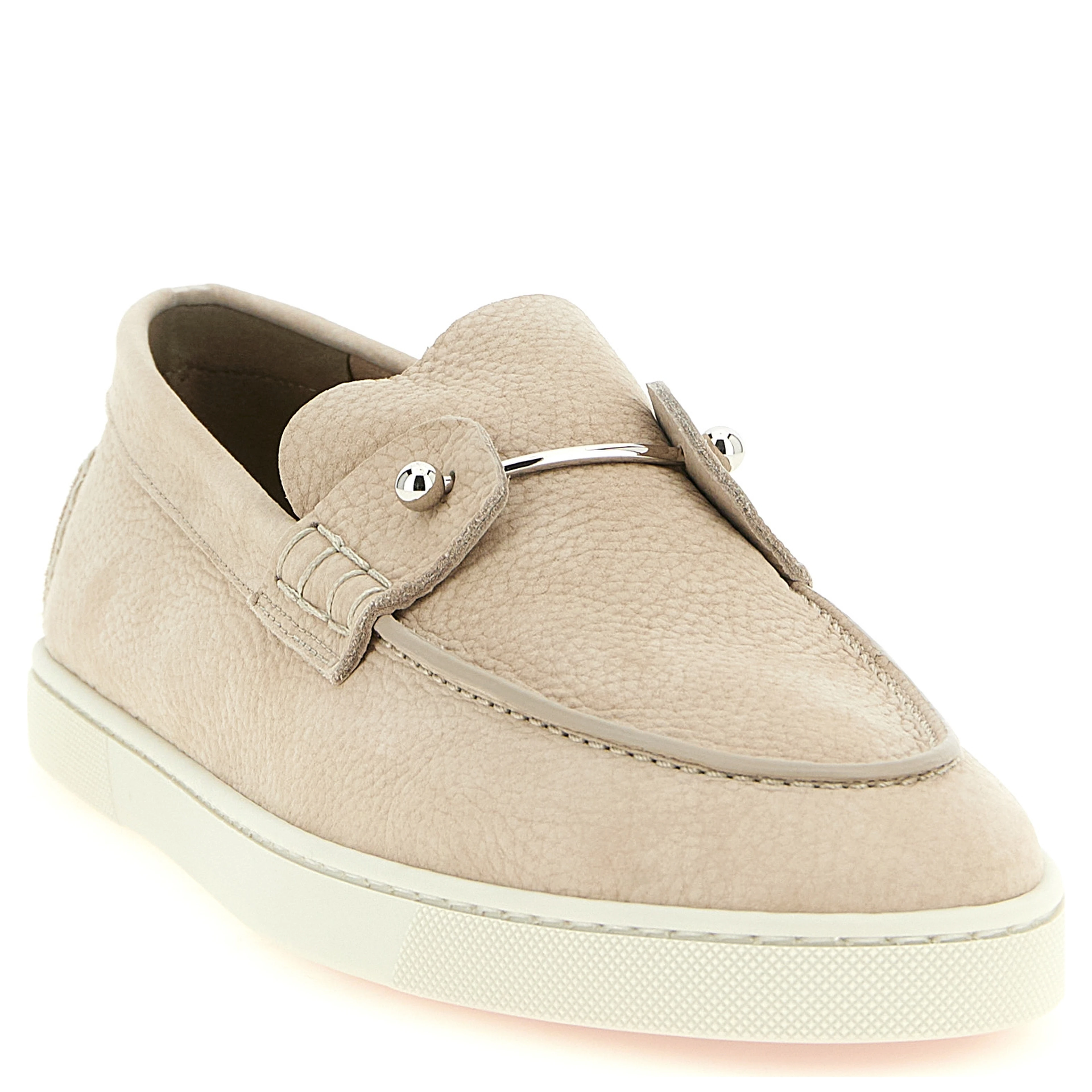 Beige Calfskin Slip-On Loafers