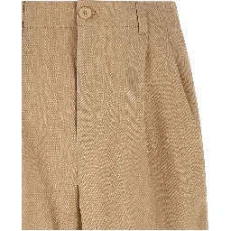 Beige Linen Bermuda Shorts