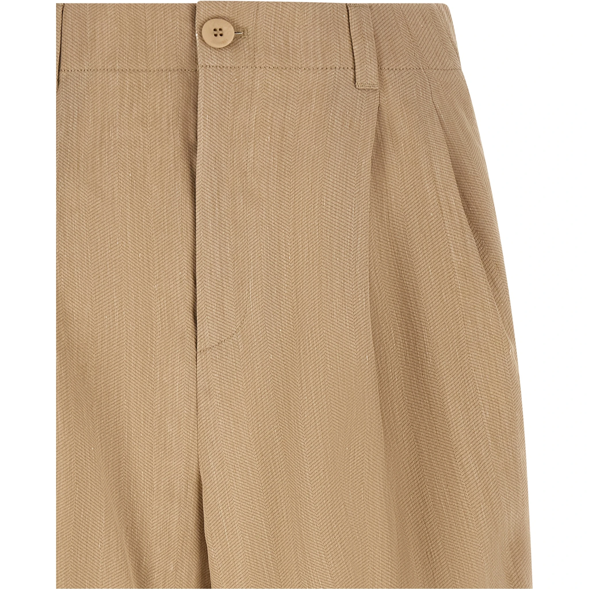 Beige Linen Bermuda Shorts
