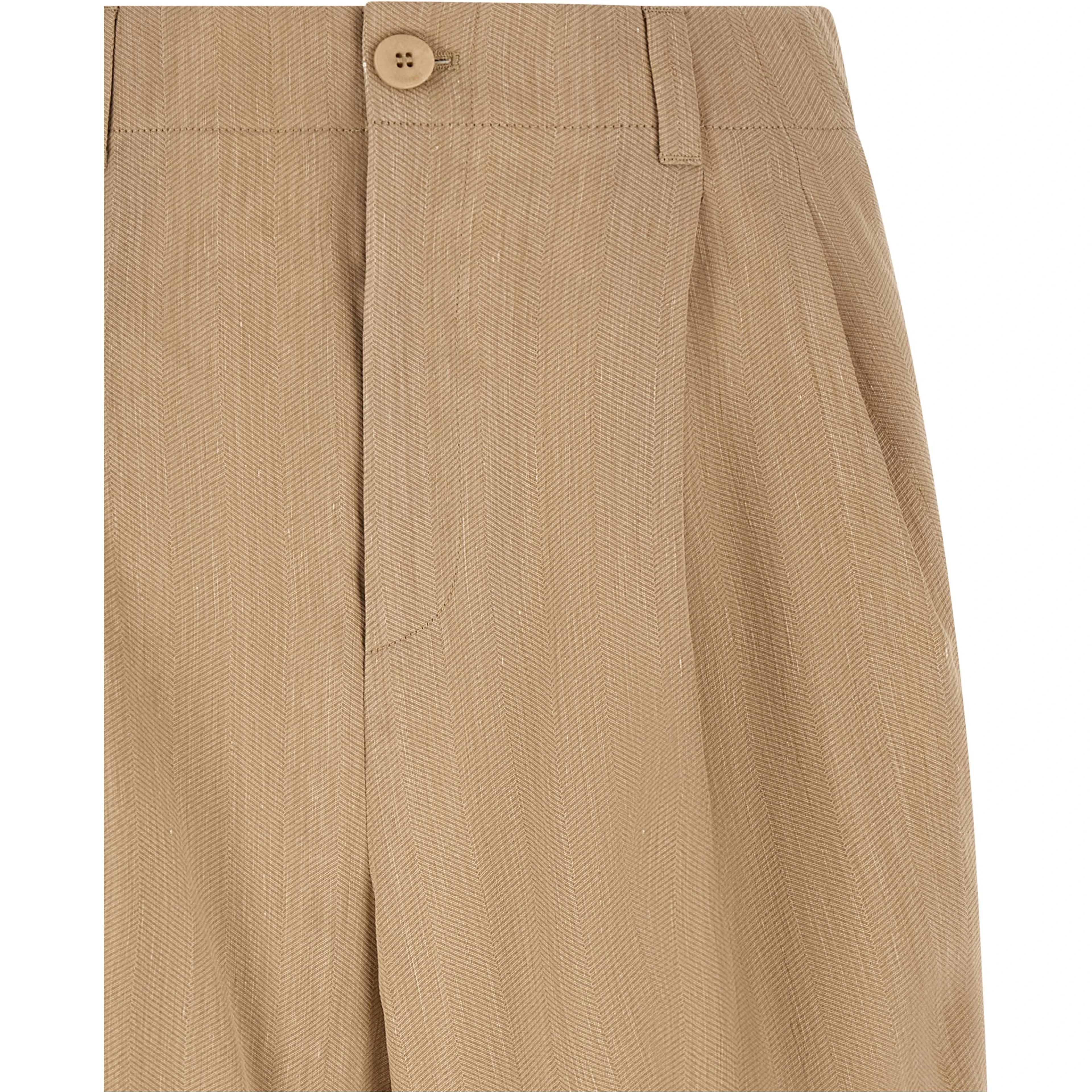 Beige Linen Bermuda Shorts