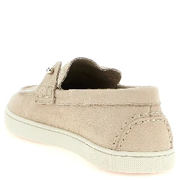 Beige Calfskin Slip-On Loafers