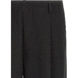 Black Polyester Casual Pants