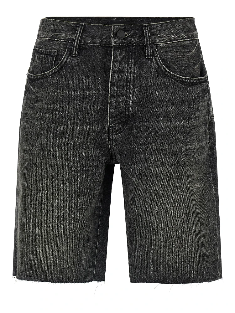 Black Cotton Bermuda Shorts