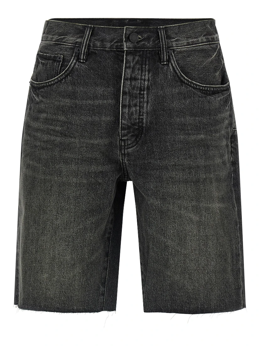 Black Cotton Bermuda Shorts