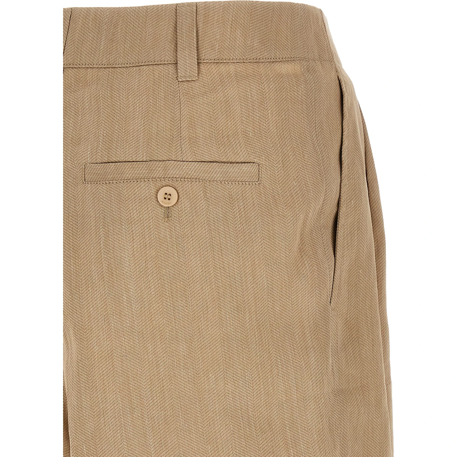 Beige Linen Bermuda Shorts