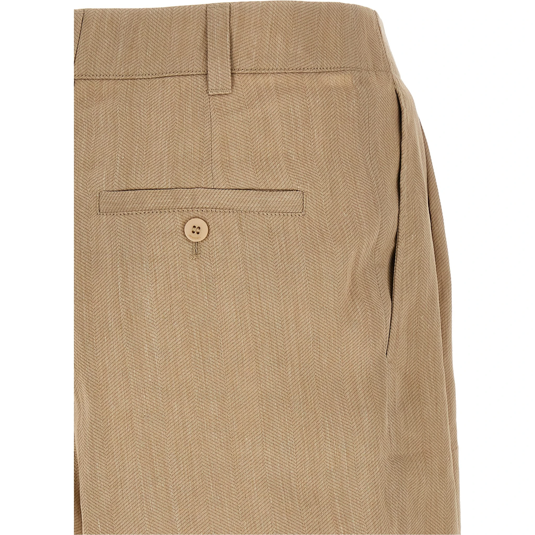Beige Linen Bermuda Shorts