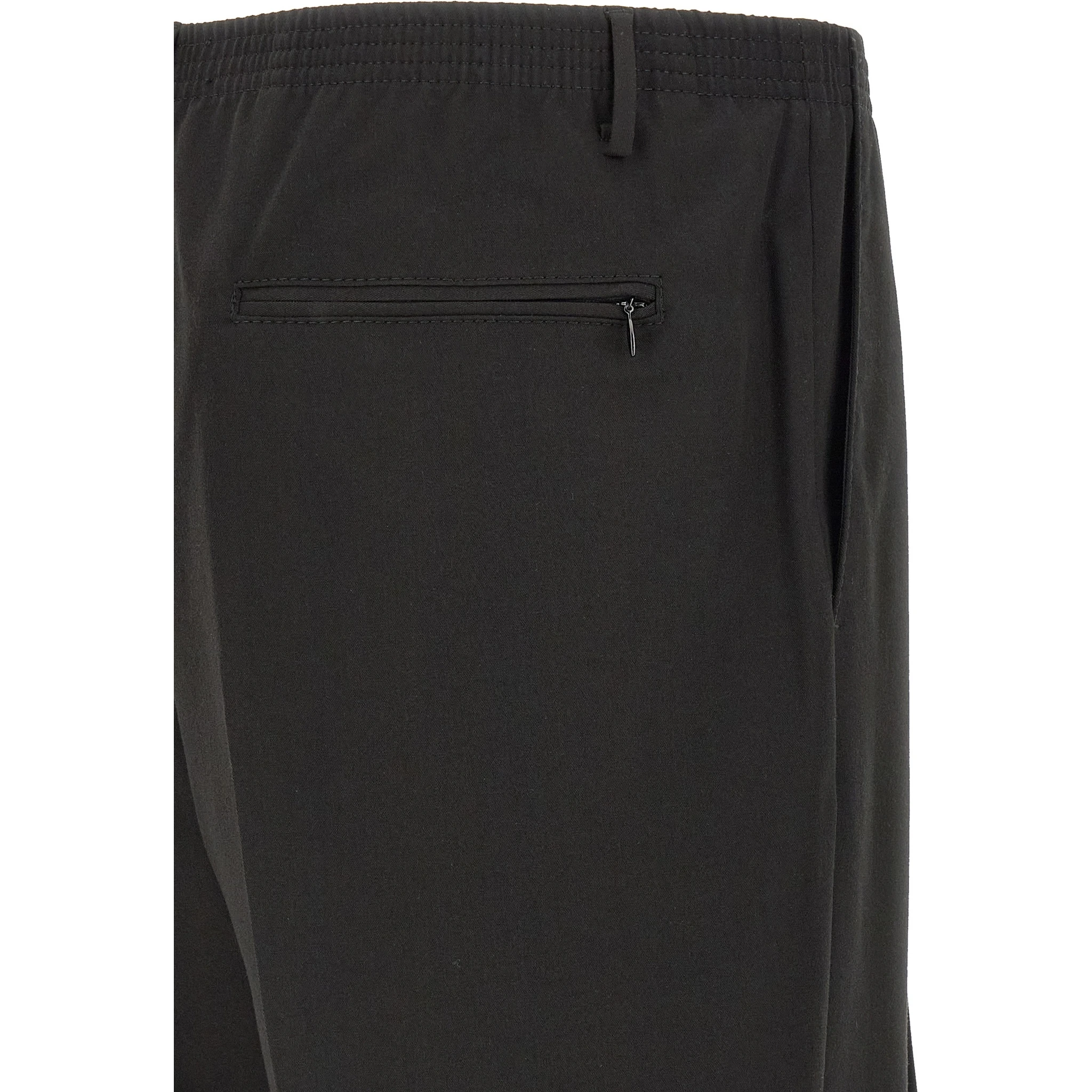 Black Polyester Casual Pants