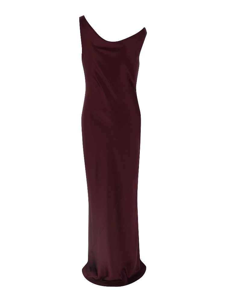 Bordeaux Polyester Long Dress