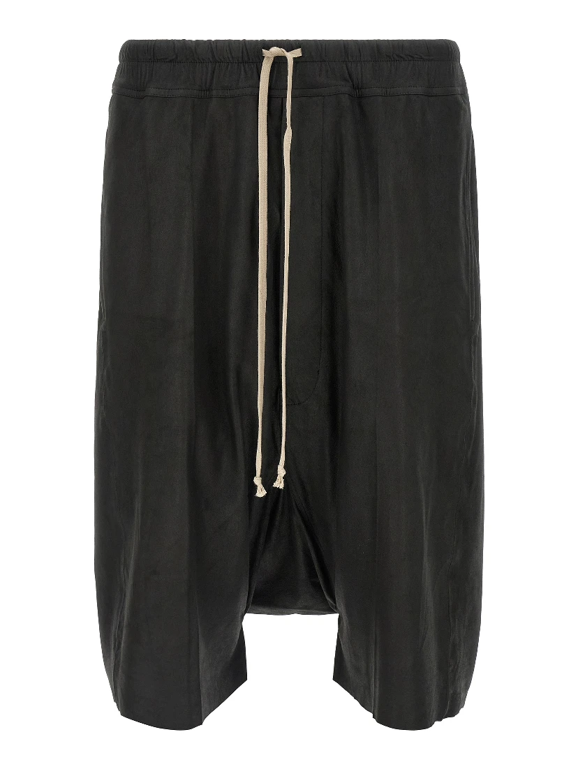 Black Lamb Leather Bermuda Shorts