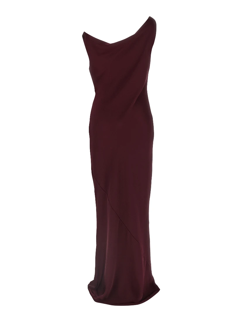 Bordeaux Polyester Long Dress