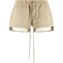 Beige Lamb Leather Bermuda Shorts