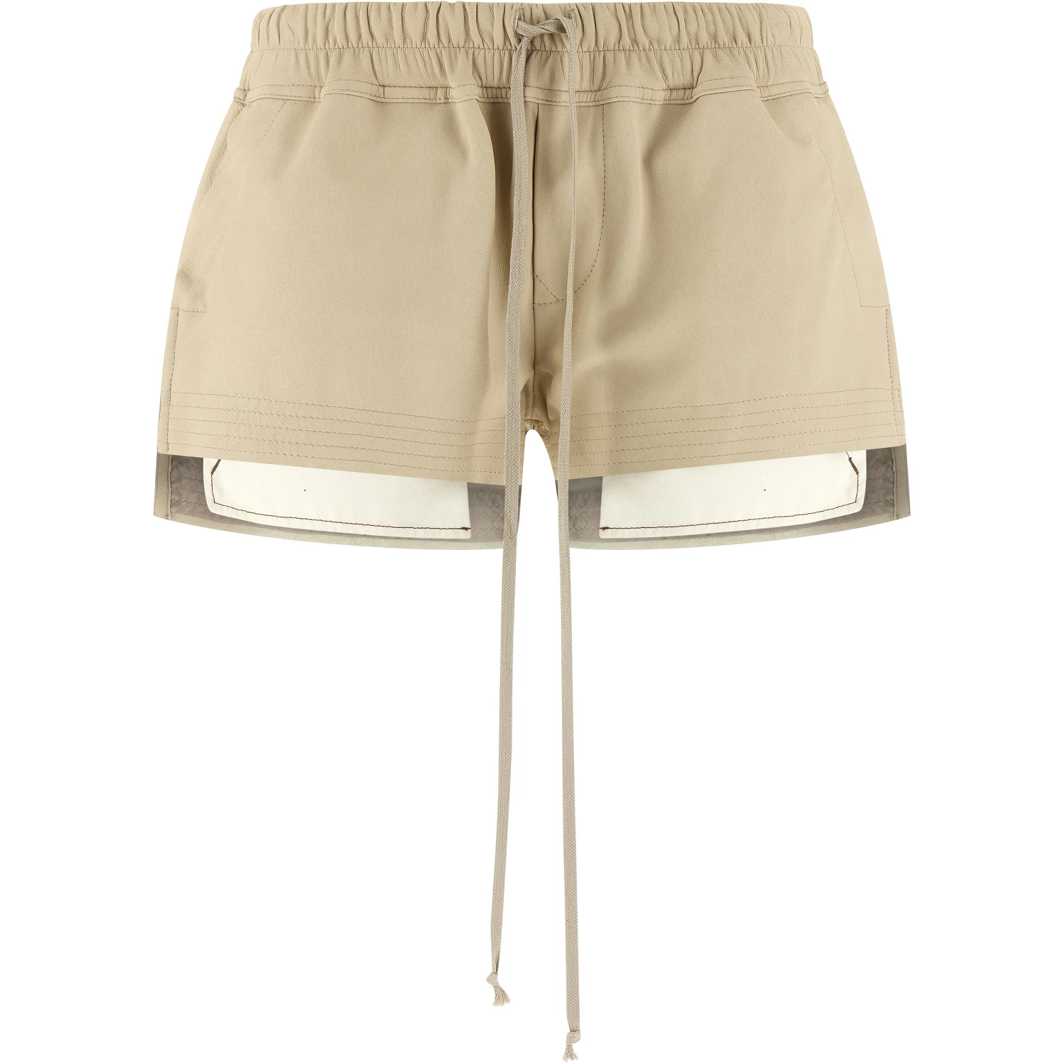 Beige Lamb Leather Bermuda Shorts