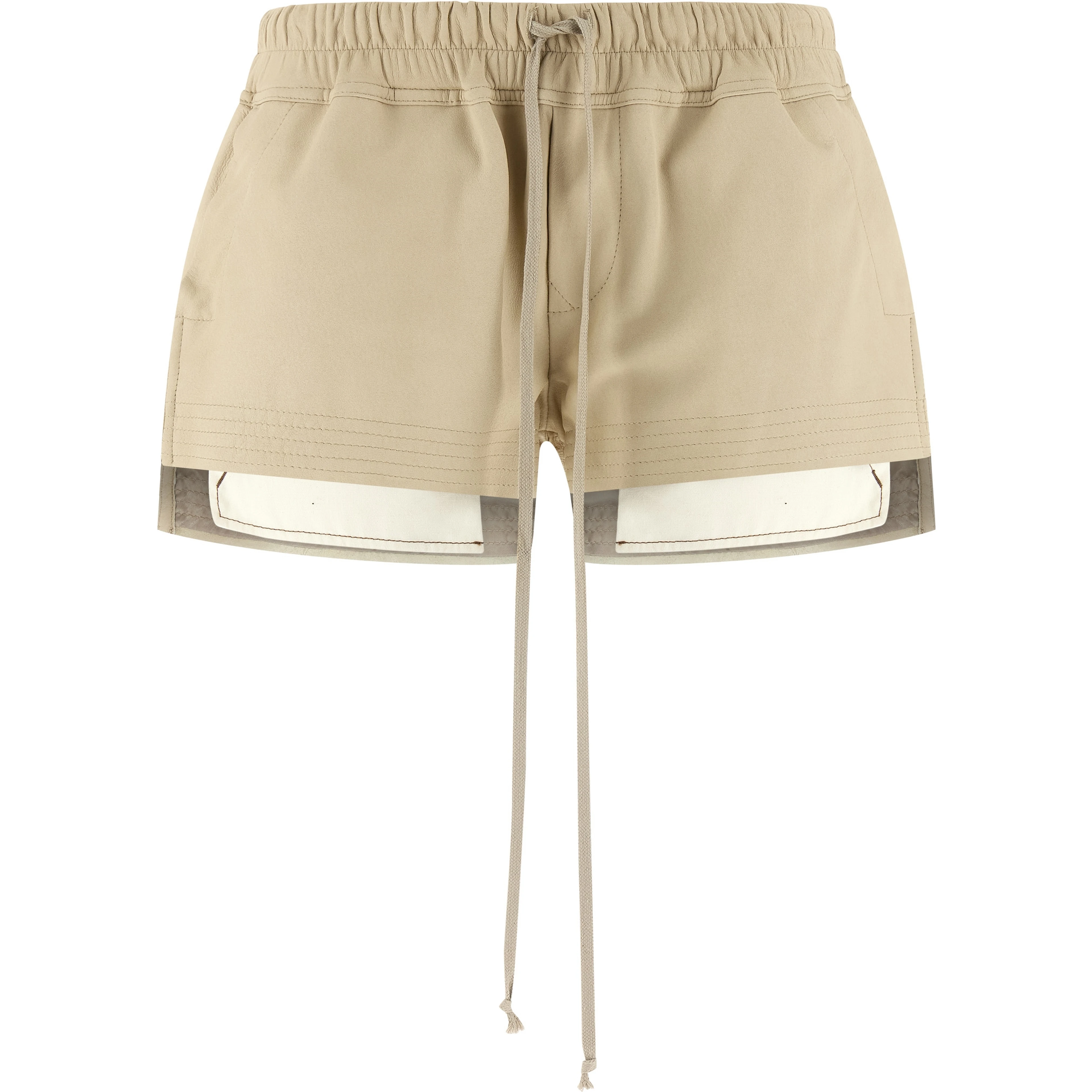 Beige Lamb Leather Bermuda Shorts