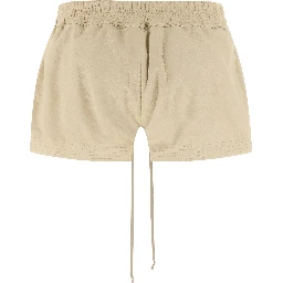 Beige Lamb Leather Bermuda Shorts